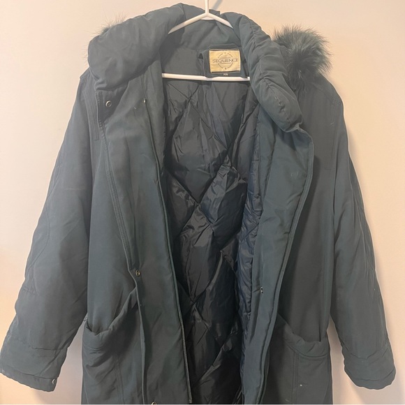 Goose Down Dark Green Full Length Winter Coat - Picture 1 of 8